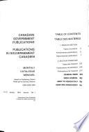 Canadian Government Publications: Catalogue