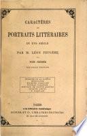 Caractères et portraits littéraires du XVIe siècle