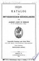 ...Catalog des antiquarischen Bücherlagers von Albert Cohn