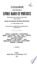 Catalogue d'une collection de livres rares et précieux