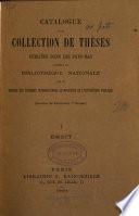 Catalogue d'une collection de theses