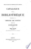 Catalogue de la bibliothèque appartenant à la Compagnie des pasteurs