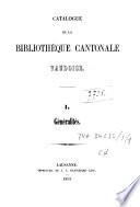 Catalogue de la Bibliothèque cantonale vaudoise