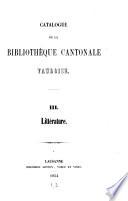 Catalogue de la bibliothèque cantonale Vaudoise