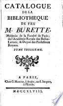 Catalogue de la bibliotheque de feu M. Burette