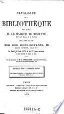Catalogue de la bibliothèque de feu M. le marquis de Morante (D. Joach. Gomez de la Cortina)
