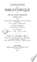 Catalogue de la bibliothèque de feu Mr Louis Chaleyer, bibliophile forézien