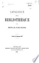Catalogue de la Bibliothèque du Ministère des affaires étrangères
