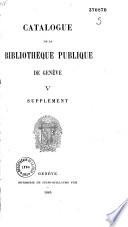 Catalogue de la bibliothèque publique de Genève