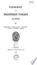 Catalogue de la bibliothèque publique de Genève: Jurisprudence