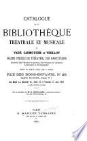 Catalogue de la bibliothèque théatrale et musicale de Vadé, Carmouche et vieillot