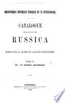 Catalogue de la section des Russica, ou Écrits sur la Russie en langues étrangères: N-Z