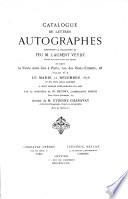 Catalogue de lettres autographes composant la collection de feu Laurent (Francois-Felix) Veydt etc