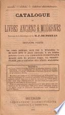 Catalogue de livres anciens & modernes provenant de la bibliothèque de feu M. F. De Pomyan. Deuxième partie