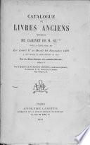 Catalogue de livres anciens provenant du cabinet de M. Sl***.