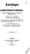 Catalogue de livres rares et précieux... provenant de la bibliothèque de M. le P. d'Essling