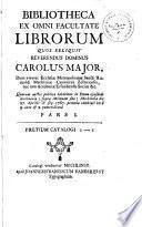 Catalogue de vente des livres de Canonicus Carolus Major, du 27 avril à 2 juin 1767