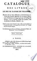 Catalogue de vente des livres de Jean Baptiste Gaspard d' Ansse de Villoison, le 3 mars 1806