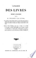 Catalogue de vente des livres de Prudent van Duyse, du 19 à 24 mai 1862