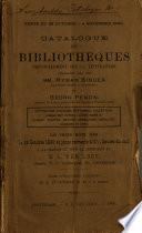Catalogue des bibliothèques, principalement sur la littérature, délaissées par feu MM. Hyman Binger ... et Georg Penon ...