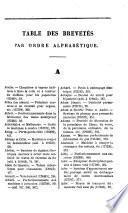 Catalogue des brevets d'invention, d'importation et de perfectionnement