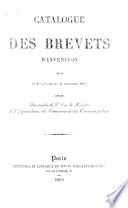 Catalogue des brevets d'invention, d'importation et de perfectionnement