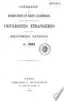 Catalogue des dissertations et écrits académiques