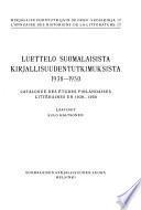 Catalogue des études finlandaises littéraires en 1938-1950