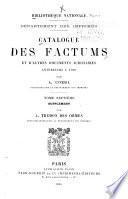 Catalogue des factums et d'autres documents judiciaires antérieurs à 1790