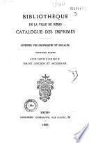 Catalogue des imprimés de la bibliothèque de la Ville de Reims