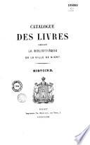 Catalogue des livres composant la bibliothèque de la ville de Niort