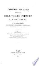 Catalogue des livres composant la bibliothèque poétique