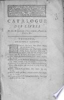 Catalogue des livres de feu M. le Comte d'Esclimont, Prevôt de Paris, &c