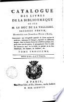 Catalogue des livres de la bibliotheque de feu M. le Duc de la Valliere