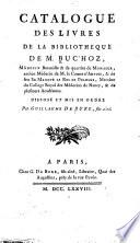 Catalogue des livres de la bibliothèque de M. Buc'hoz ...