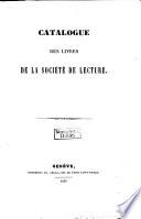 Catalogue des livres de la société de lecture