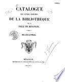 Catalogue des livres imprimés de la bibliothèque de la ville de Besançon