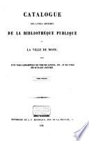 Catalogue des livres imprimés de la bibliothèque publique de la ville de Mons