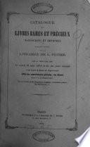 Catalogue des livres rares et précieux