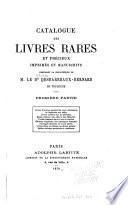 Catalogue des livres rares et précieux