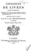 Catalogue des livres rares et précieux ... provenant de la vente de feu M. le comte Mac-Carthy-Reagh, etc