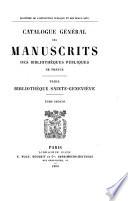 Catalogue des manuscrits de la Bibliothèque Saint-Geneviève: no. 1383-3414