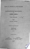 Catalogue des manuscrits des anciennes archives de l'Inde française ...
