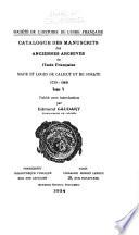 Catalogue des manuscrits des anciennes archives de l'Inde française ...