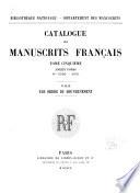 Catalogue des manuscrits franc̜ais