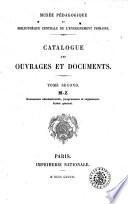 Catalogue des ouvrages et documents
