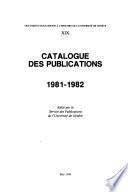 Catalogue des publications