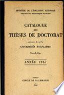 Catalogue des thèses de doctorat soutenues devant les universités françaises