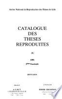 Catalogue des thèses reproduites
