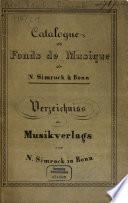 Catalogue du Fonds de Musique de N. Simrock à Bonn